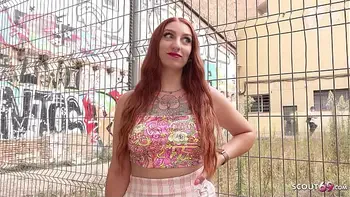 GERMAN SCOUT - Redhead Teen Yuno Love Pickup for Rough Casting Fuck