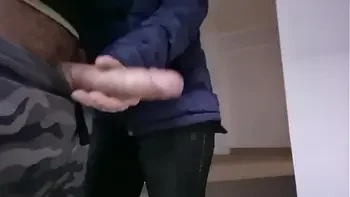 A man showed a dick to his new beautiful neighbor, he jerks off a dick in front of her, she is excited in shock and wants to touch his big dick and masturbate him