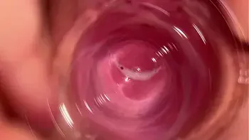 Camera deep inside Mia's vagina