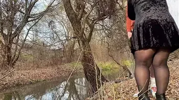 Mother in law sucks my dick after I piss in nature