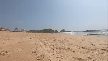 Walking nude freely & having fun on public nudist beach