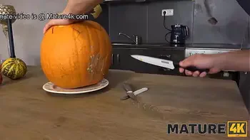 MATURE4K. Charmer gives muff to stepson for hot bonking in the kitchen