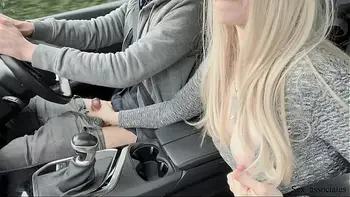 Amazing handjob while driving!! Huge load. Cum eating. Cum play.