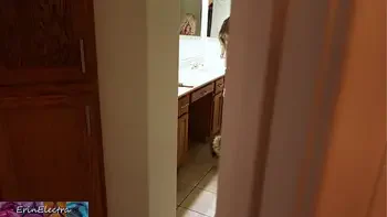 Stepmom prepares for bed while stepson watches and masturbates until he is caught and she lets him put it in