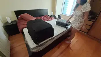 Wife hides in a travel and gets anal creampie from her husband's best friend