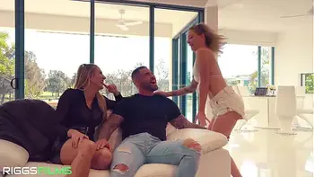 HORNY STEPDAUGHTER & FRIEND FUCKS STEPDAD