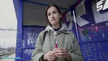 Public Agent Train Station smoker gets her tits out to pay the fine