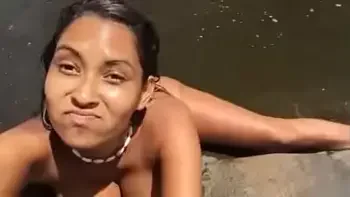 Tasha mama outdoor bath and swim naked.