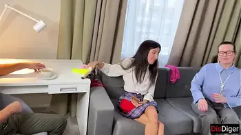 Student fucked a busty apartment owner and her stepdaughter