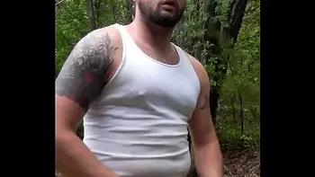 Huge cumshot outdoors