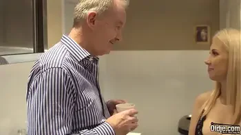 Blonde hot sex with old bald guy