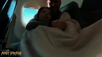PUBLIC fingering asian on an airplane MILE HIGH CLUB