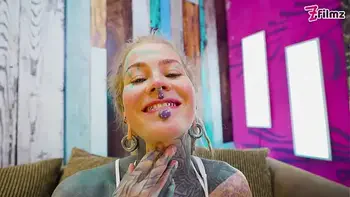 Cute Tattooed girl in Lingerie gaping her asshole wide, fucking herself with big toy, anal prolapse