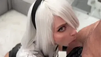 2B Gets Her Tight Pussy Fucked in All Positions and Takes Cum on Her Face - Сosplay NieR: Automata