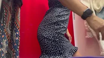 Dressing room. Hidden camera. Girl with big tits and big nipples