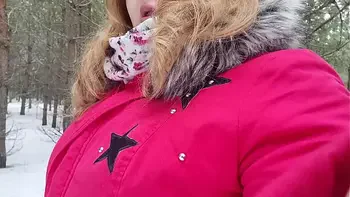 POV Facial Sexy student sucks cock in the park and plays with cum on her big tits and cute face
