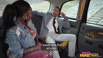Female Fake Taxi Busty ebony driver with a huge ass treats her passenger to a hardcore fast fucking