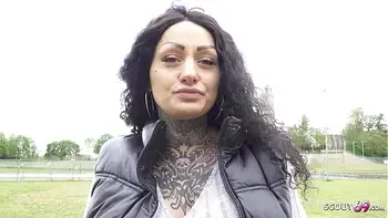 GERMAN SCOUT - First Anal Sex for Big Tits Tattoo Model Mia Roux at Pickup Casting