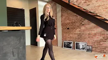Hot Blonde Facesitting and Rough Fucking till Cum on Glasses After Work POV