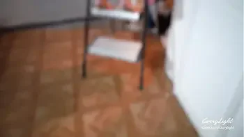 Step Mom caught Step Son with boner and helps to cum quick on her pussy while her Husband is home