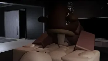 Bear girl dominates his boyfriend's cock