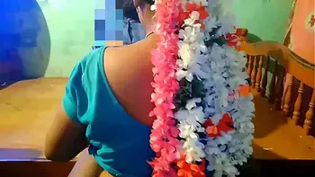 tamil Jasmine flower aunty pressing big boobs