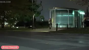 Deep Evening - Russian beauty Jeny Smith walks in public in transparent tights without panties. So you can see the pussy