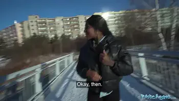 Public Agent Josy Black shows her big beautiful black ass whilst riding a big fat dick