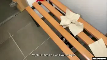 A Pretty Dominican Girl Caught And Fucked in A Sauna While Her Brother Is Busy !!!