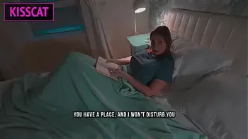 S2E2: Step mom lets step son lie in share bed and jerking him, but unexpected hard fuck with facial