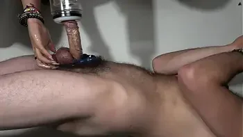 One toy is unloaded, but it still got him horny n' he came into his stepsister's mouth. Big cumshot