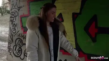 GERMAN SCOUT - CUTE GIRL EVELINE DELLAI IN LEGGINGS TRICKED TO RAW PICKUP FUCK