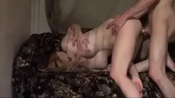 Gorgeous busty petite blonde fucked hard by a technician finished with a footjob