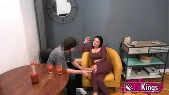 Busty amateur Latina Nelia Estrada wanted to surprise her nrighbour, but endedup surprises by his BIG COCK!