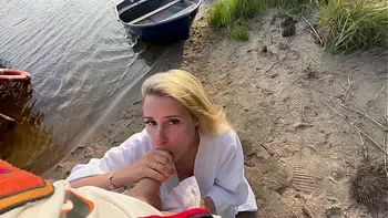 Outdoor risky sex with hot blonde in fishnet