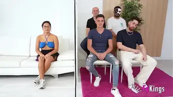 Lana Villafuerte has a blind date with several guys. Will she be able to choose a candidate or will she end up in a gangbang?