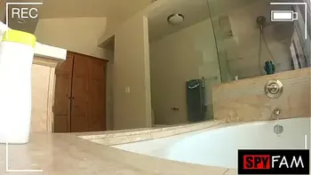 Stepbro Caught Stroking His Cock To Stepsis Washing Her Pussy