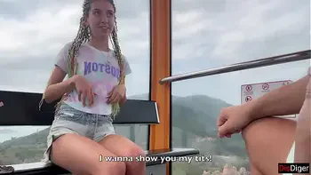 Public Dick Flashing on the Ferris wheel - Stranger Girl Help me Cum in her Mouth