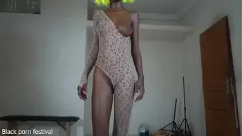 Her skinny ebony body and tits are perfect and she is also goofy