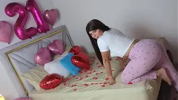 Passionate homemade sex on her birthday