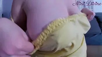 My step sister's big natural tits and big ass in this young thong.