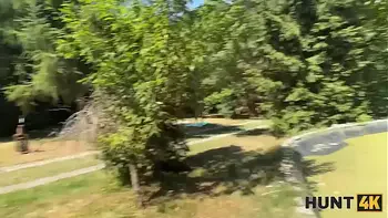 HUNT4K. Tricked a hot teen in a swimsuit into wild sex in the park