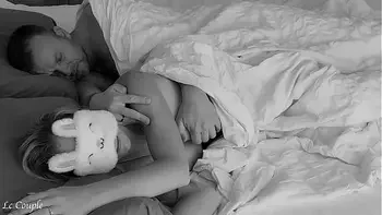 Husband is waking up blindfolded wife, fingering her until orgasm and cumming on her face