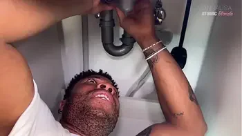 Slutty Wife Gets Fucked by the Black Plumber with a Huge Cock