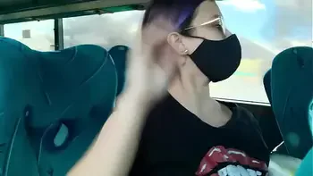 Blowjob and fucking with creampie in public service bus - BlakeProductions