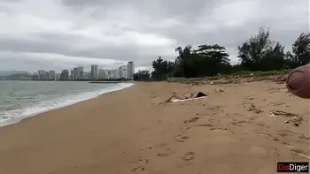 Babe Can I Cum On Your Tits? - Public Cock Flashing On The Beach