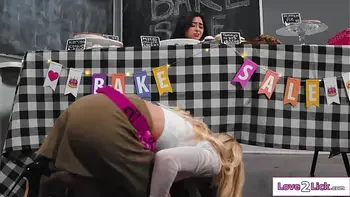 Under the table nobody sees me licking my busty stepdaughter