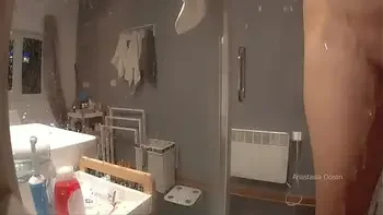 Stepmom came to his bathroom, he started jerking, she likes to watch. My pervert family.