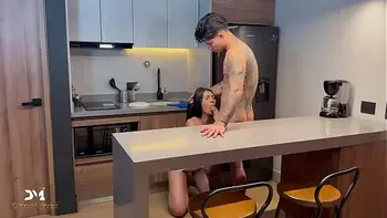 Roommate fucks his teen roommate in the kitchen - Danner Mendez & Isabella Toro