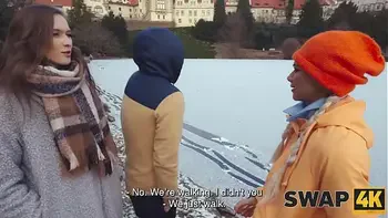 SWAP4K. A Sunday walk ended up as having a hot girl with in our bed, it was her first threesome